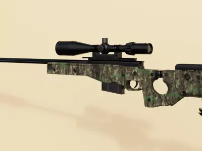 AWM Sniper Rifle High Poly 3D model 3D model
