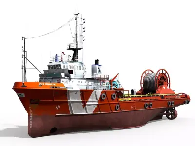 AHTS VOS Hunter 1979 Anchor handling tug supply Low-poly 3D model