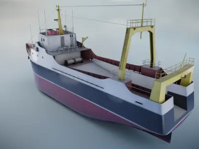 Fishing Vessel Low-poly 3D model by MinoD