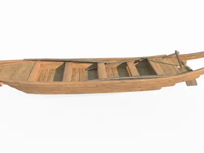 Ancient assault wooden boat 3D model