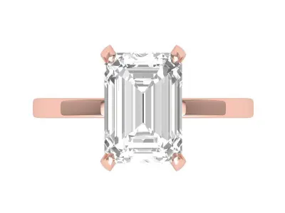 Emerald Solitaire Ring With Hidden Halo 3D print model