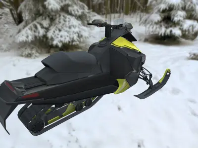 Snowbike snowmobile Low-poly 3D model