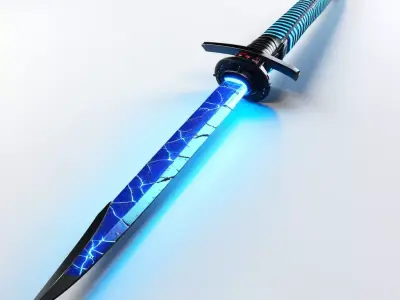 Futuristic Neon Katana 3D Model 3D model