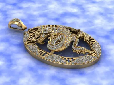 Chinese Dragon Pendant 3D print model 3D print model purchase