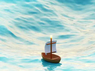 Boat in ocean 3D model