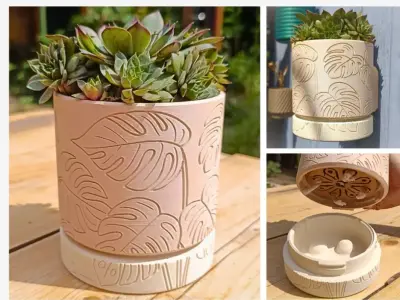 LEAF DESIGN PLANTER Free 3D print model
