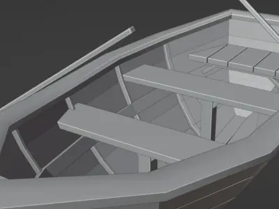 Boat LowPoly with oars and paddle Free low-poly 3D model