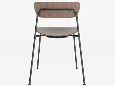 Industrial Dining Chair 3D Model Plywood Seat with Metal Frame 3D model