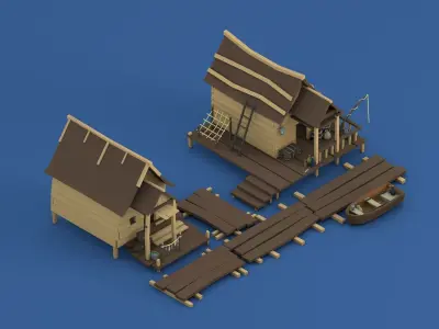 Low Poly Asset Pack Pirates Low-poly 3D model