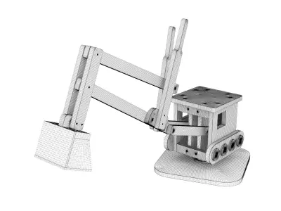 Wooden toy excavator 02 3D model