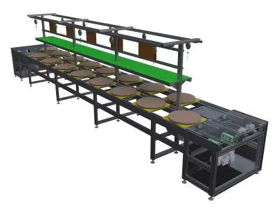 Left and right loop multiple chain line 3D model