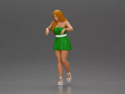 Elegant woman standing on a balcony gazing into the distance 3D print model