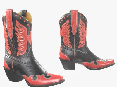 Eagle Star Cowboy Red Boots 3D model