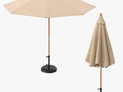 Patio Umbrella Open and Closed 3D model