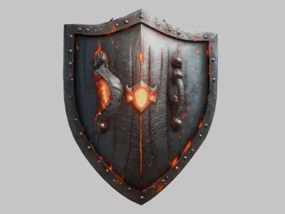 Medieval Armor Dragon SHield Fantasy Steel Low-poly 3D model
