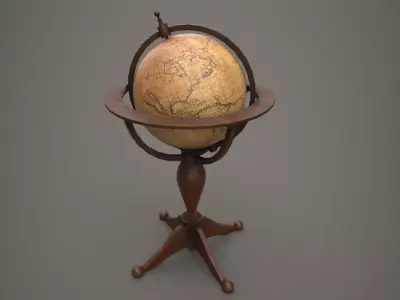 Standing Globe Antiques PBR Low-poly 3D model