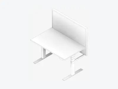 Desk - Adjustable - Integral - 3 Column - Single Low-poly 3D model