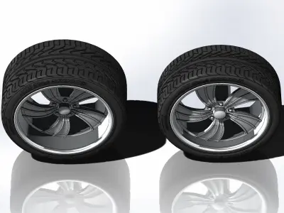 Set of custom wheels Intro Twisted Vista II for your scale model 3D print model