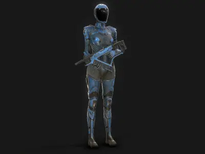 Female Cyborg Low Poly Low-poly 3D model