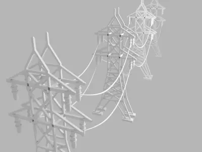 electric power transmission tower illustration 3D model