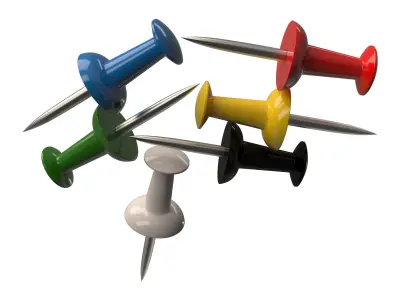 Assorted Colors Push Pins Low-poly 3D model