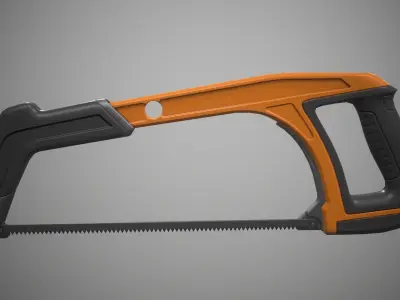 Hacksaw orange and saw Low-poly 3D model