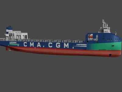 LNG dual-fuel CMA CGM container ship 3d model Low-poly 3D model