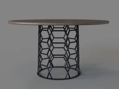 Ellison Dining Table Rubbed Steel 3D model