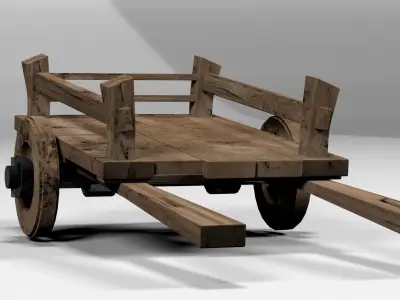3D Cart wooden wagon Low-poly 3D model