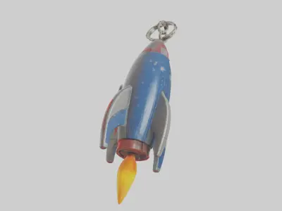 Rocket ship keychain model Low-poly 3D model