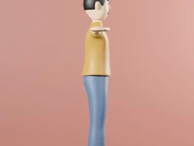 Cartoon Character Young Man Rigged Low-poly 3D model