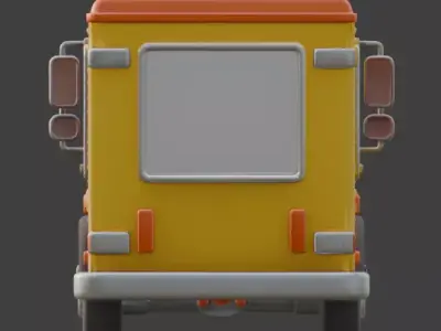 Stylized Yellow Delivery Van Toy Low-poly 3D model