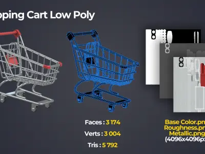 Shopping Cart Low-poly 3D model buy