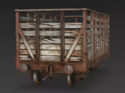 Realistic Full Rusted Cattle Train Car 3D Model Low-poly 3D model