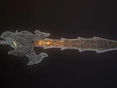 Stylized Sword Wearpon with deamon head PBR low-poly game ready Low-poly 3D model