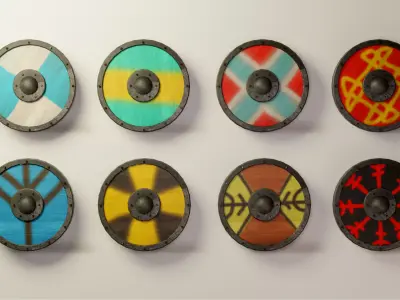 Viking Shield Pack Free low-poly 3D model