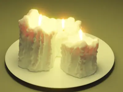 Candles on a plate Free 3D model
