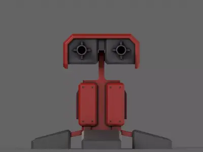 PBR Turret Gun 05 Red Low-poly 3D model