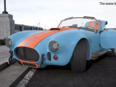 1965 Shelby Cobra Blue Rigged 3D model