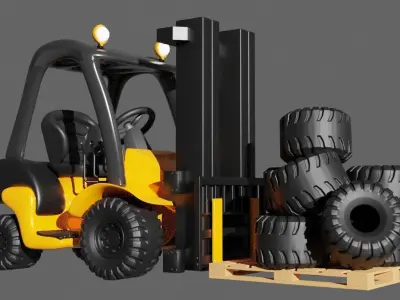 Cartoon Forklift 3D model