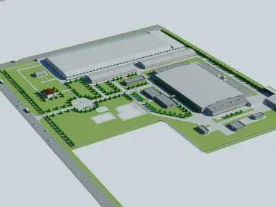 Factory Building 3D model low poly 3D model