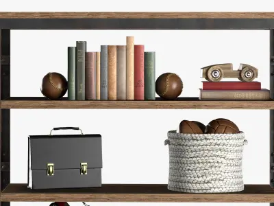 French Library Low Shelving 3D model