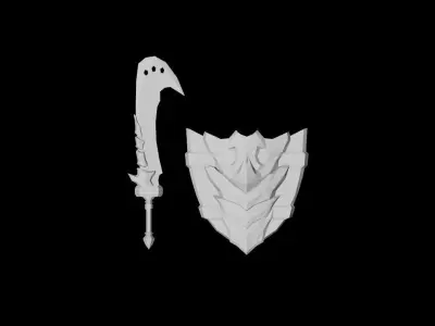 Volcano King Sword and Shield Low-poly 3D model