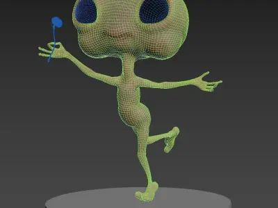 Little Alien with mushroom Low-poly 3D model