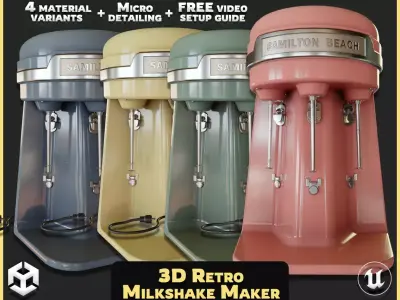 Retro Diner Milkshake Maker Low-poly 3D model