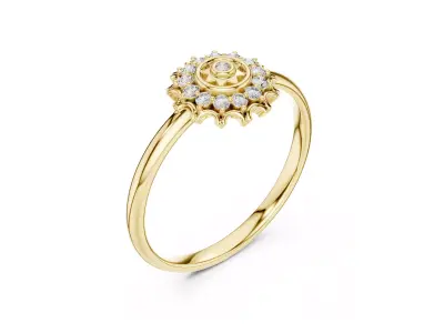 Jewelry Diamond Milgrain Style Edge Brilliant Halo Sunburst Ring 3D print model