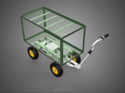 MOTORIZED DOUBLE DECKER TIER BED RACK TROLLEY WAGON CART GARDEN 3D model