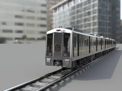 Delhi Metro with track  Low-poly 3D model