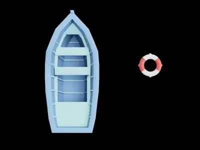 Cartoon boat Free low-poly 3D model