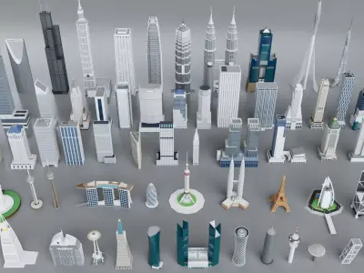 Realistic City Bundle Mega Pack Collection 3D model